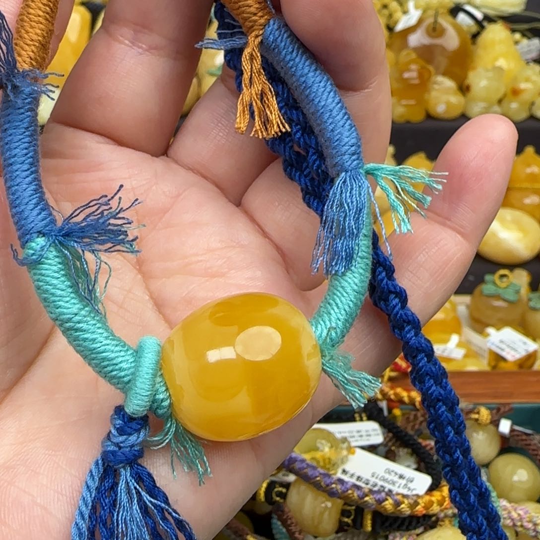 蜜蜡套链未镶嵌原创款蜜蜡桶珠锁骨