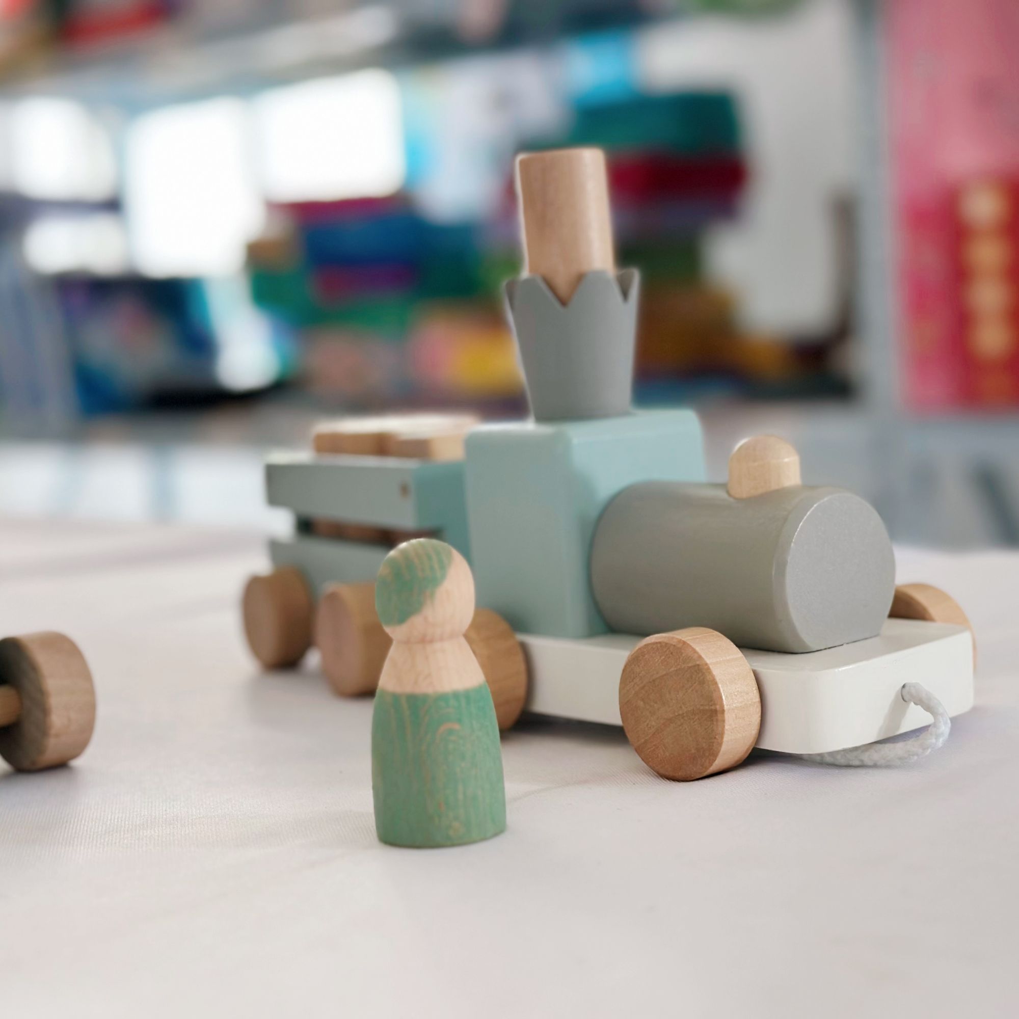 海洋小拖拉车男女宝宝学步多功能积木拼搭拉绳牵引玩具