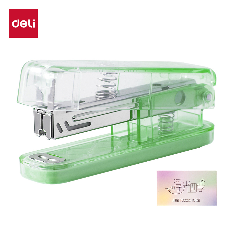 得力0221PRO-C订书机(渐变绿)(1台订书机+1盒钉)