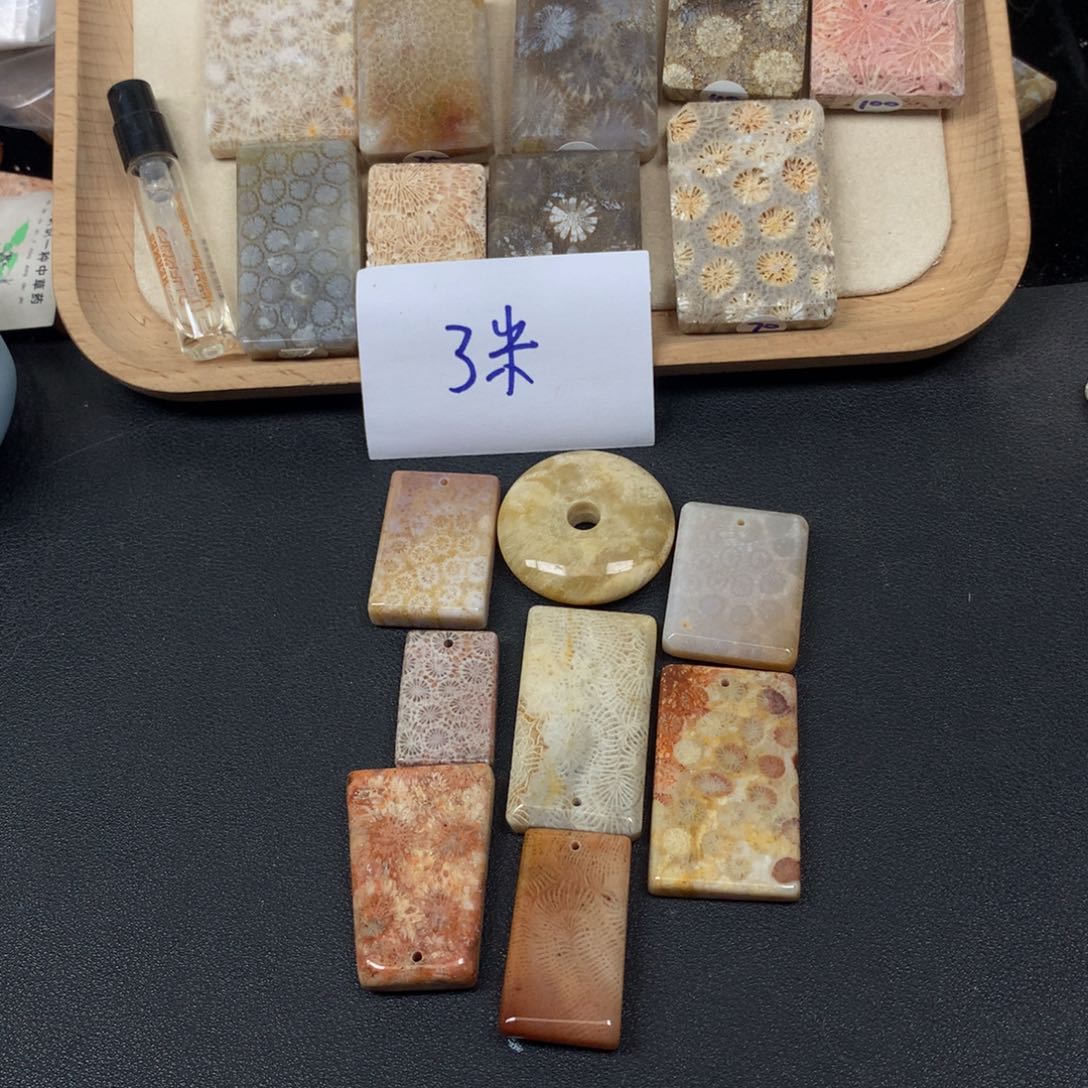 玉***辰硅化珊瑚（珊瑚玉）合金颈饰