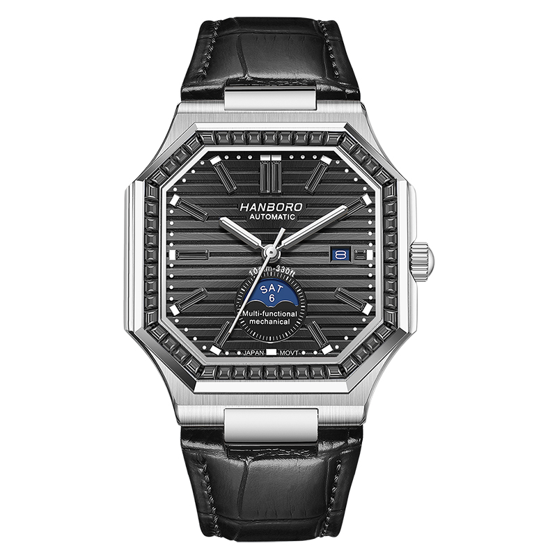 【黎莎专属】HANBORO衡宝罗超薄商务男士八角全自动多功能机械手表