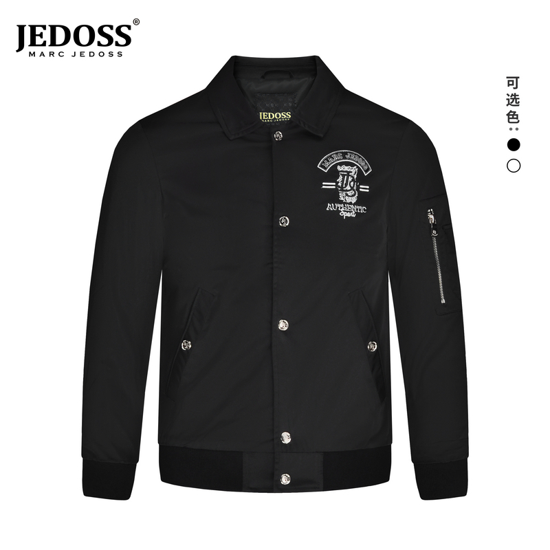 JEDOSS/爵迪斯2025秋冬新款男装潮流叶片刺绣锁温夹克老钱风Z056