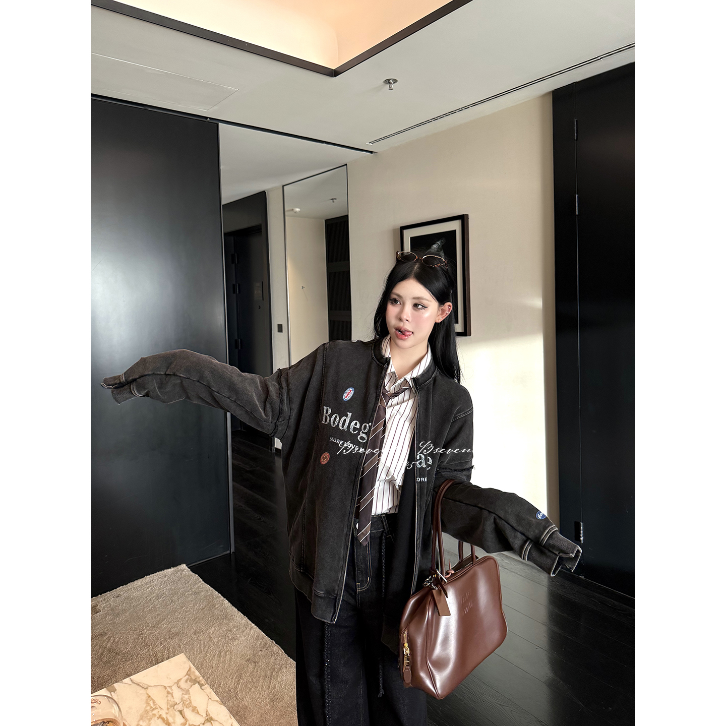 黑泽玄七“ BC巴黎手工线 ”早秋微胖显瘦卫衣重磅手工盐炒洗水女