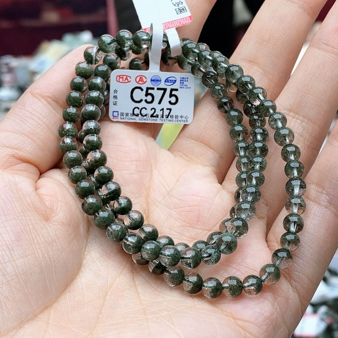 水晶手链未镶嵌C575绿幽灵半盆三圈