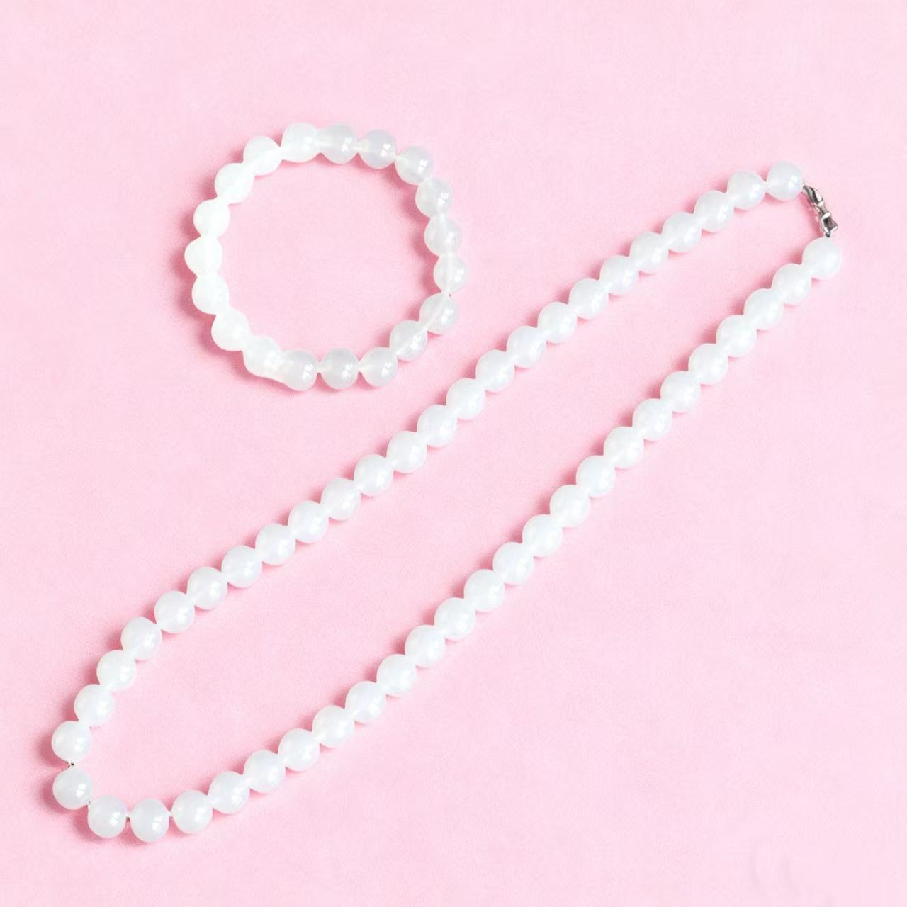 【壹壹专属】时尚精美皎洁白月气质典雅珐琅项链+手串CM1118