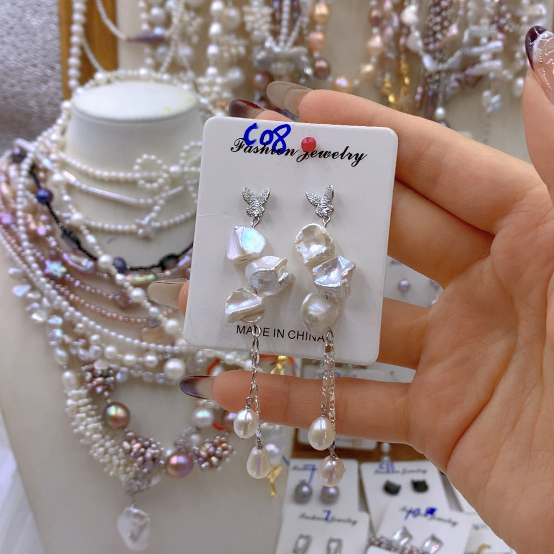 淡水珍珠耳饰银S925镶嵌