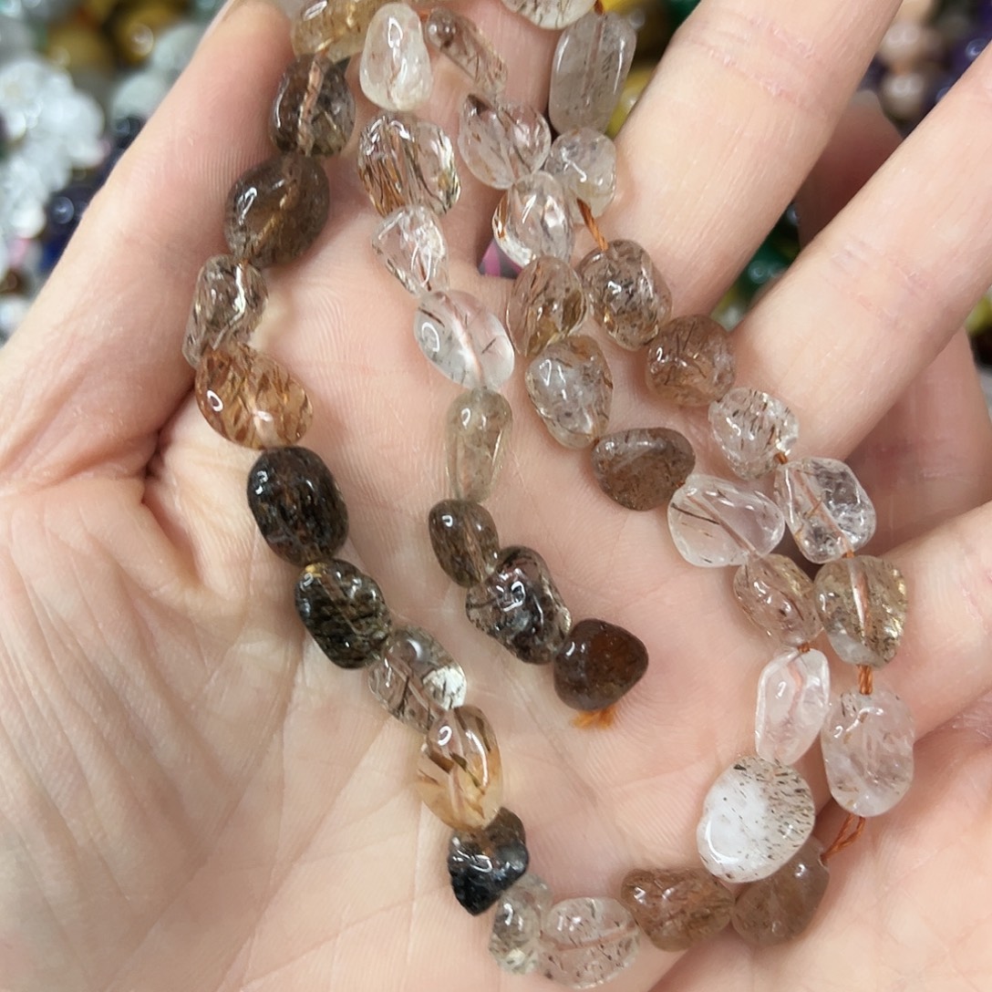 玛瑙/玉髓未镶嵌珠宝半成品，卡10黑金超七高透随行一条