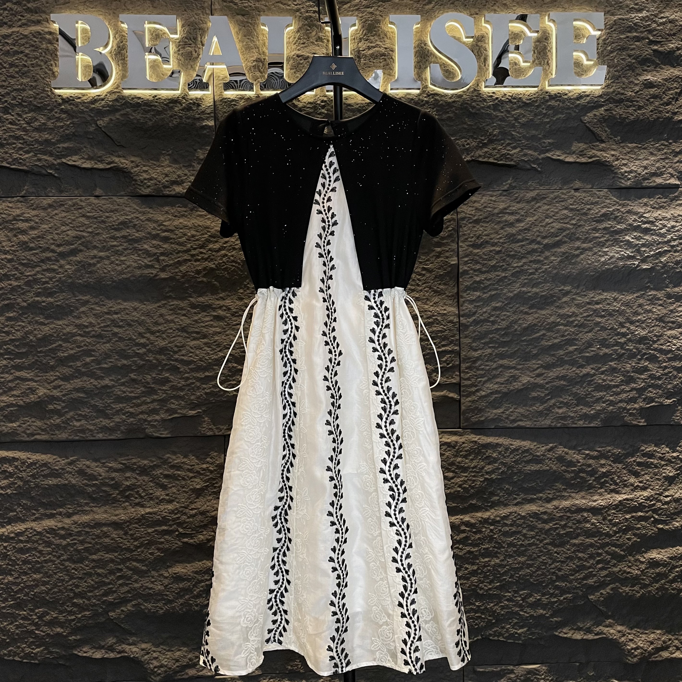 【梅子专属】夏季假两件娃娃领连衣裙大码显瘦A字裙JC-A2937