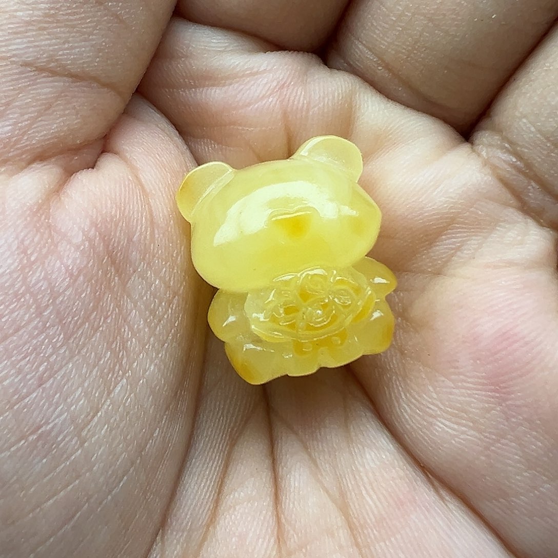 琥珀未镶嵌珠宝奇石玫瑰花小熊打孔不退换
