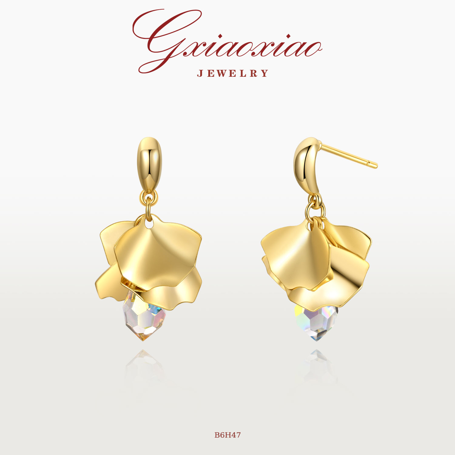 G XIAOXIAO 镀K金 时尚气质高级百搭树叶耳环 B6H47