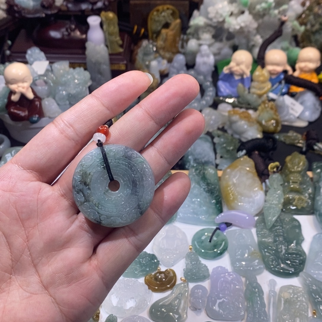 翡翠未镶嵌吊坠(不含链)仿古平安扣