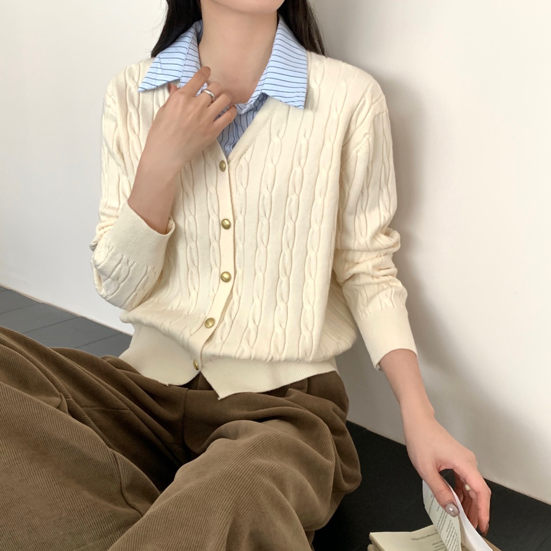 8717新款早秋打底衫可外穿衬衫女高级感轻奢法式别致假两件上衣