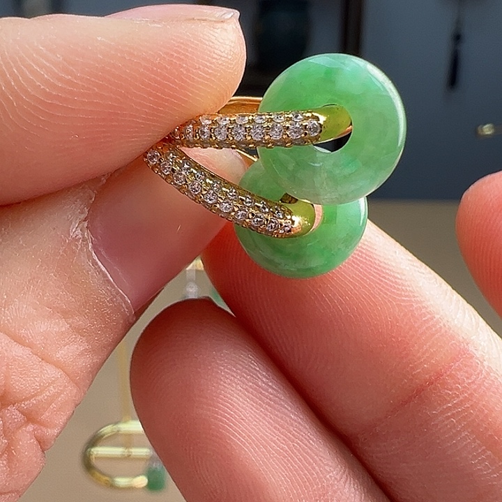 翡翠耳饰银S925镶嵌耳饰