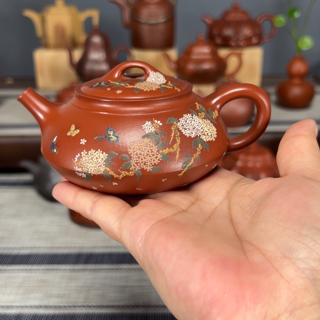 茶壶紫砂李*合瓢朱泥