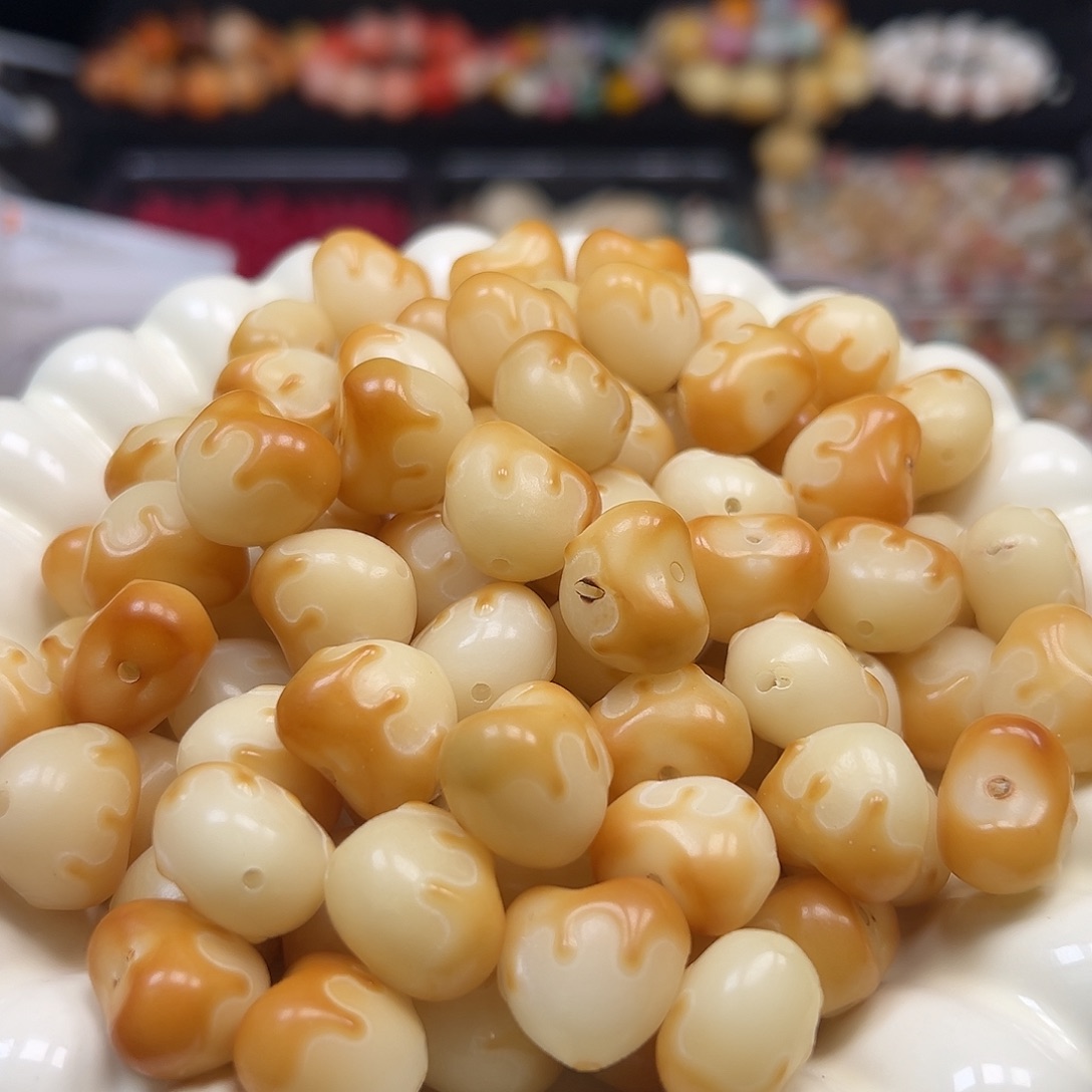 手串菩提根/象牙果瑕疵卡18左右炭烧爱心100颗有坏