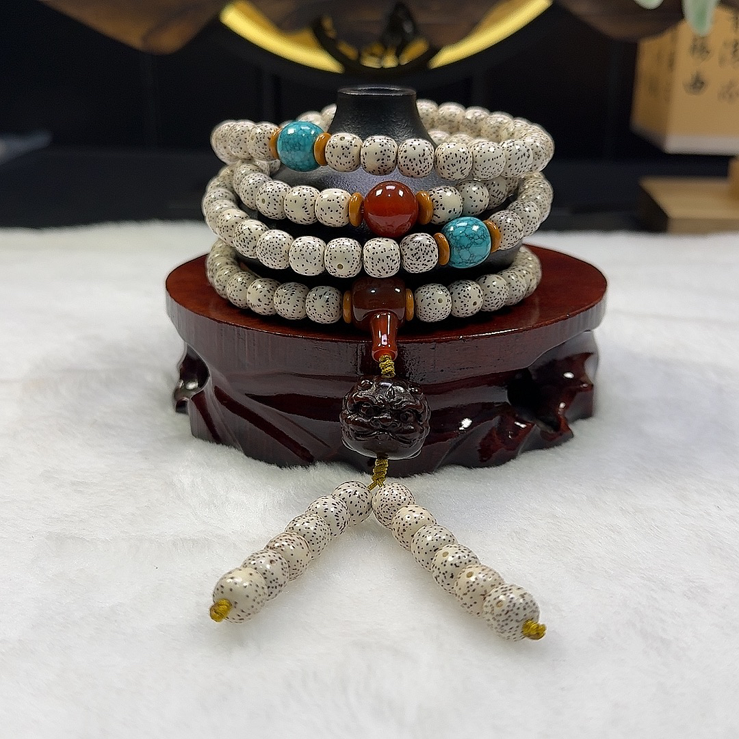 海南星月菩提原生态零脱脂10*9月朗星稀正月老型桶珠108文玩串