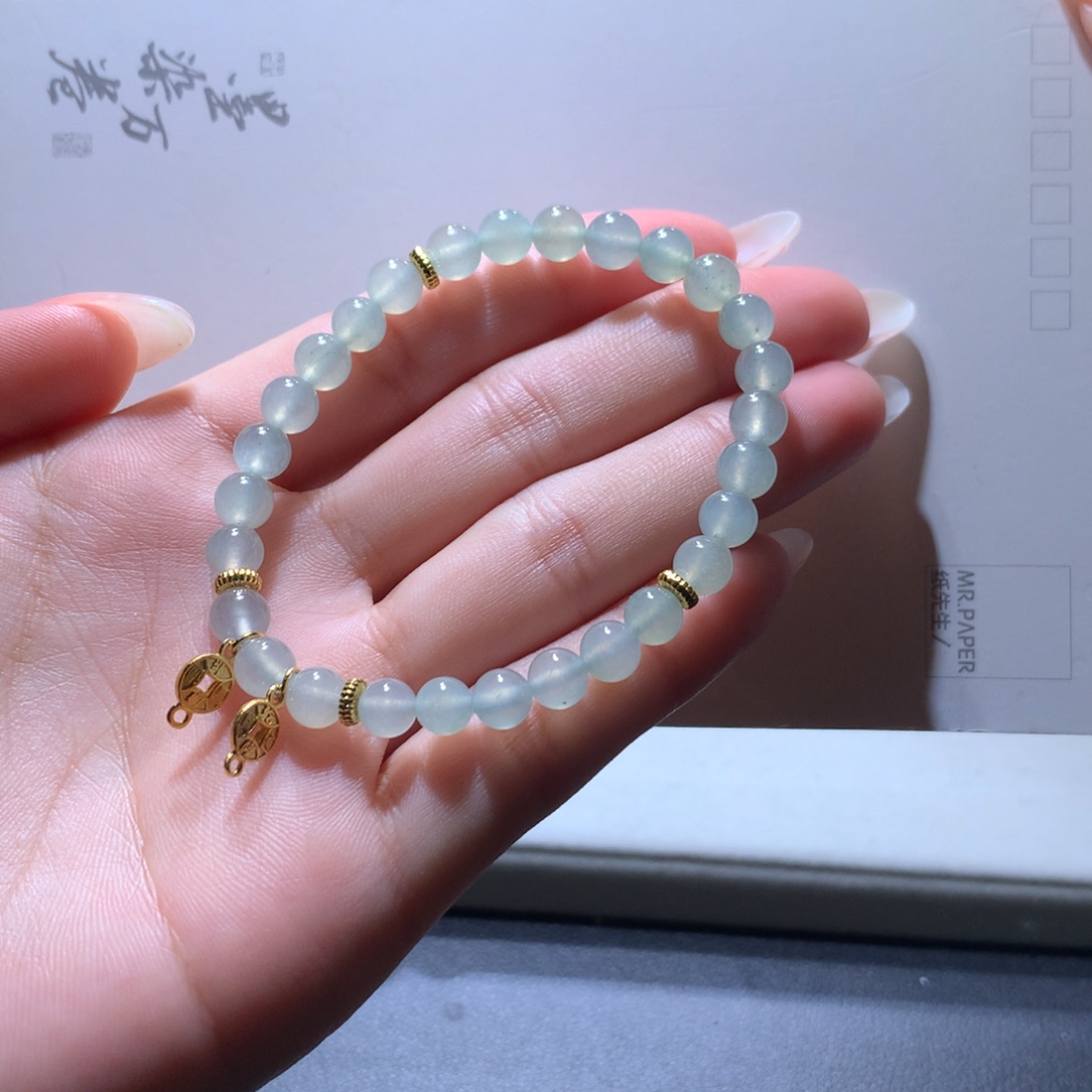 翡翠手链未镶嵌特价清新脱俗珠串卡6