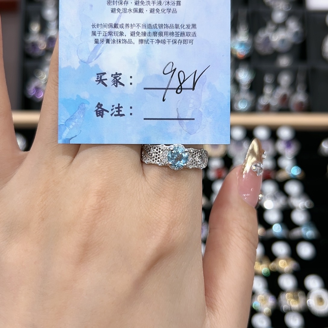 黄晶戒指银S925镶嵌戒指