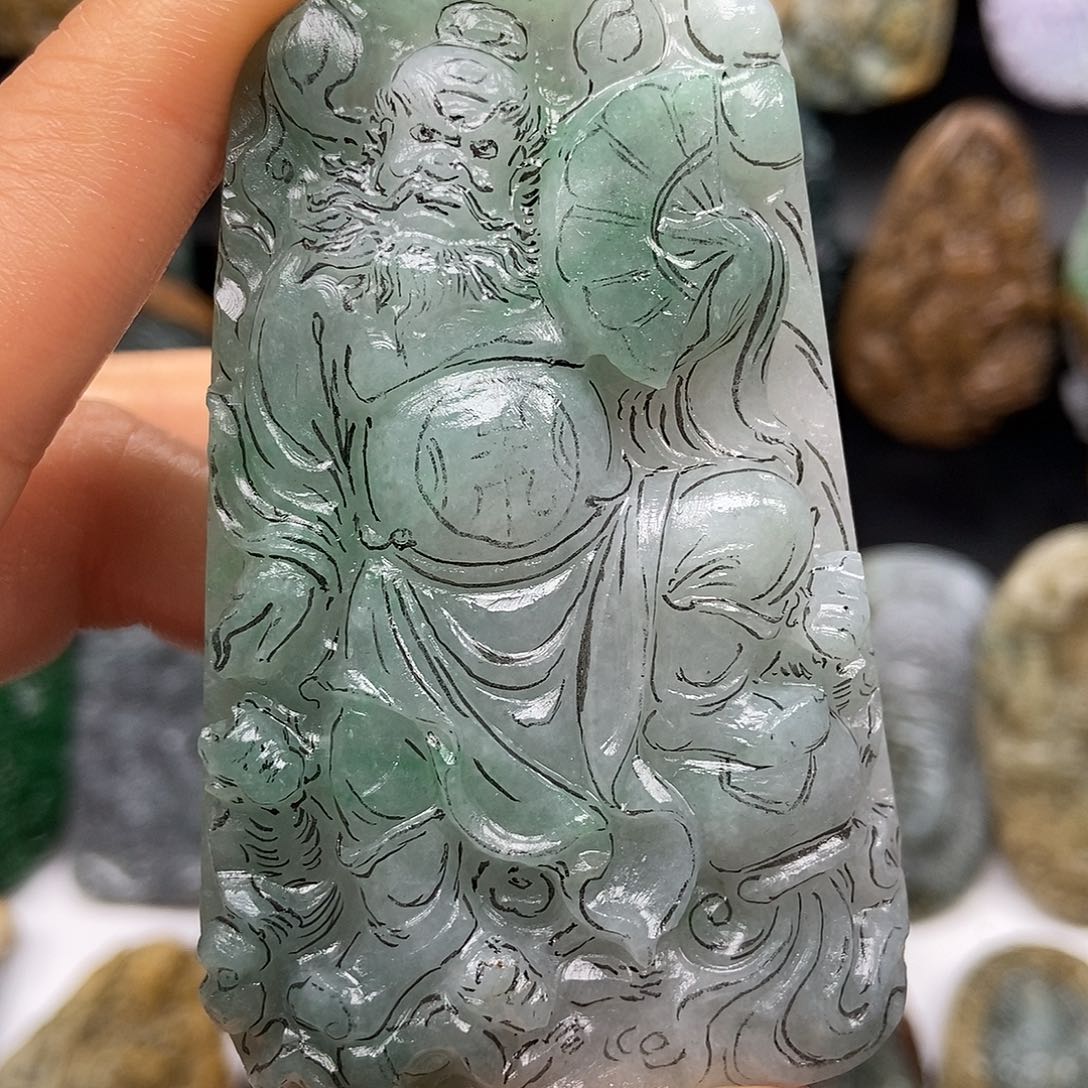 定制翡翠未镶嵌钟**r天然缅甸翡翠A货毛货抛光定制 AB