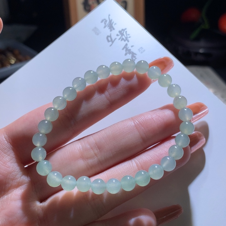 翡翠手链未镶嵌卡6冰糖雪梨