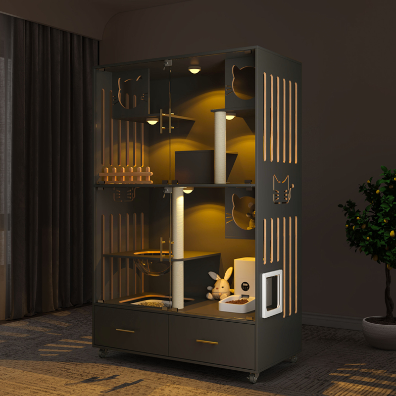 猫别墅实木生态板家用室内不占地带厕所一体猫柜豪华猫笼猫柜子