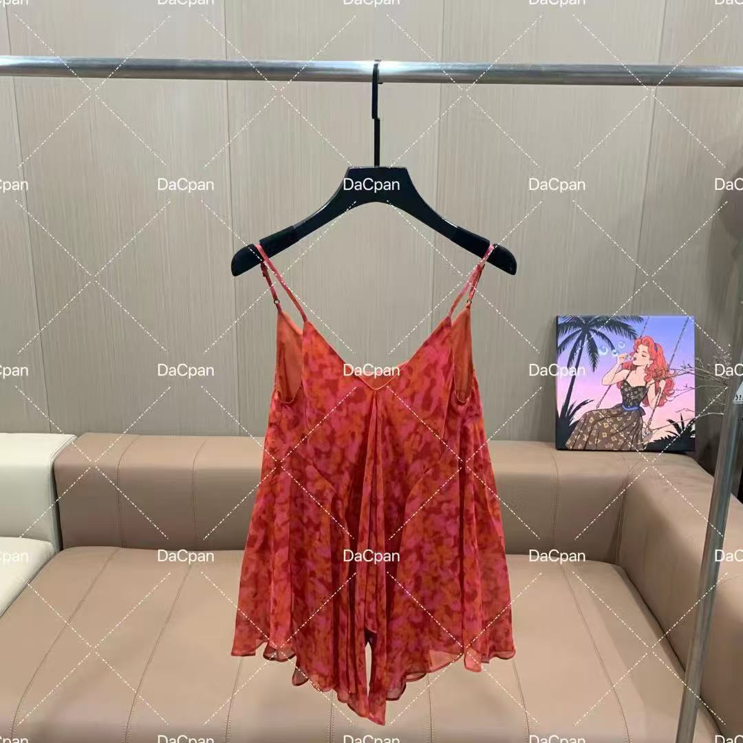 DACPAN-“绯色花影”印花不规则吊带上衣 2025/盼·25030824