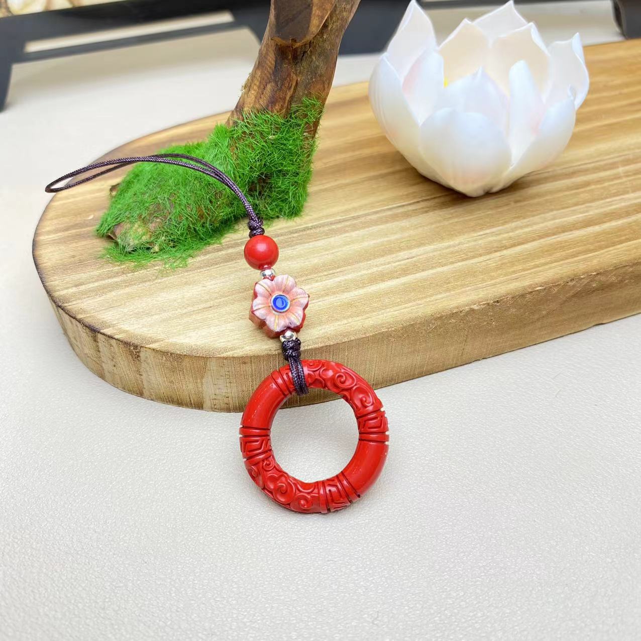 含辰砂工艺品高含量朱砂红砂设计款乾坤圈爆款手机挂