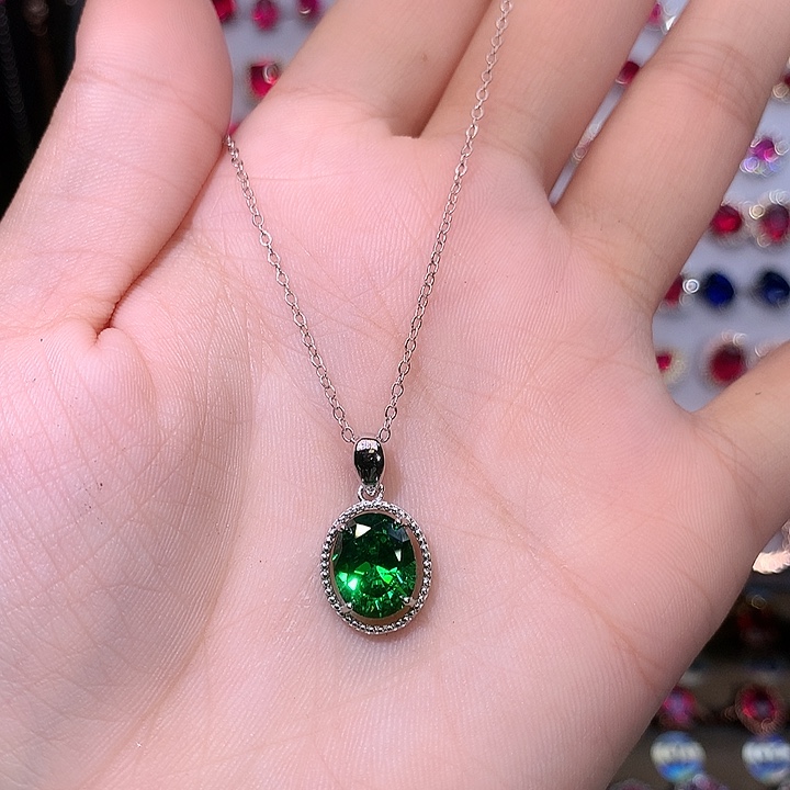 透辉石吊坠银S925镶嵌1