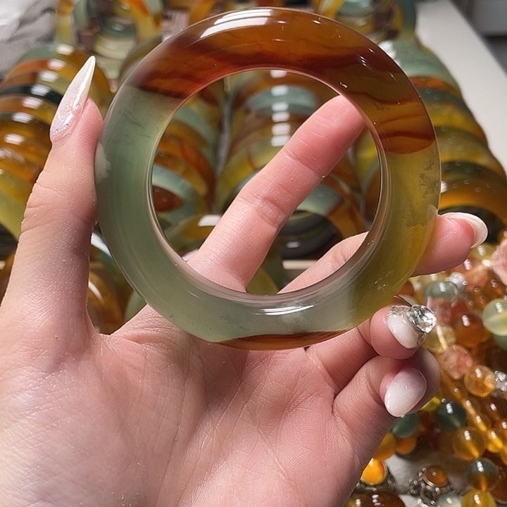 蛇纹石玉未镶嵌手镯53.5