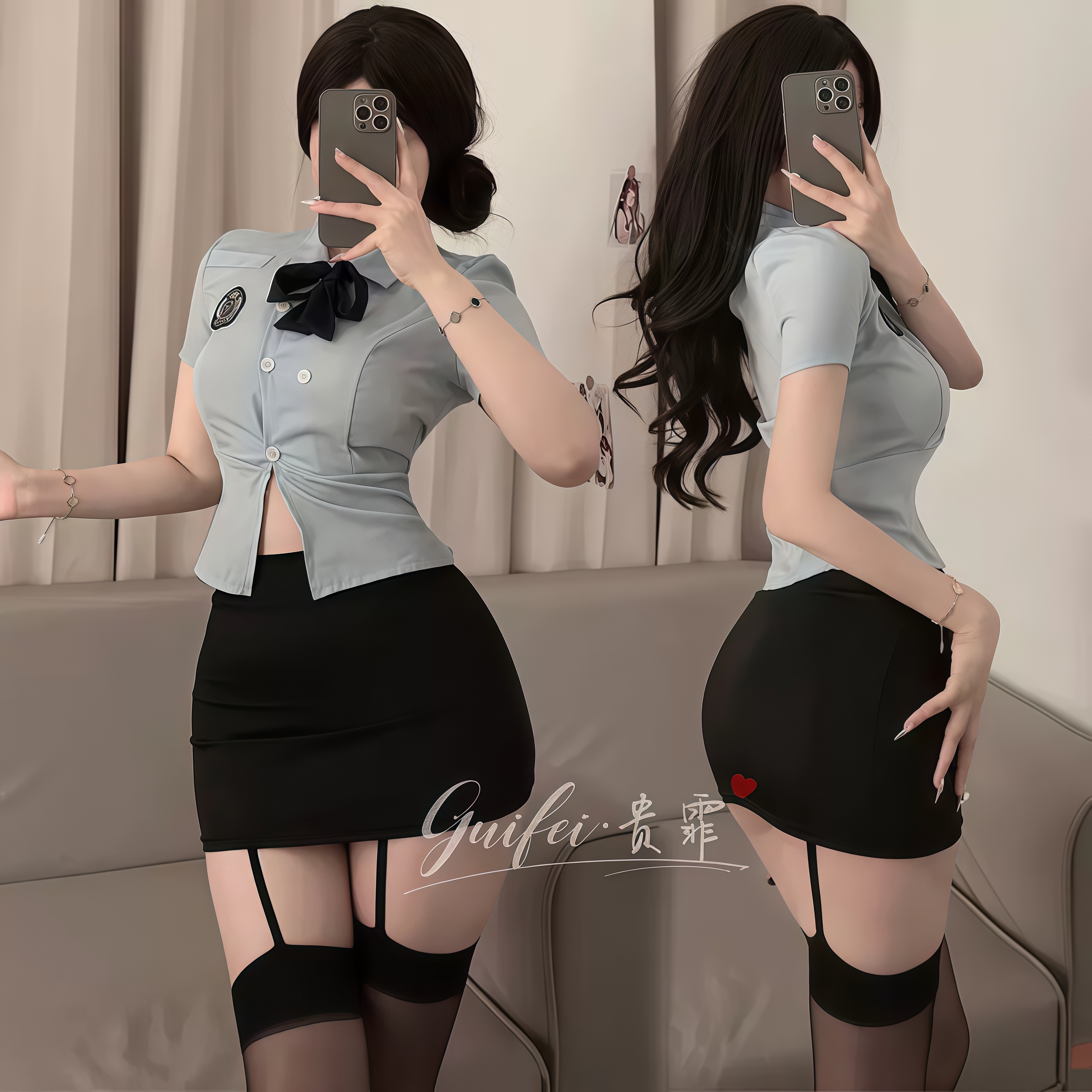 【魅姬战袍】纯欲风性感jk角色扮演秘书紧身辣妹显瘦制服修身空姐款