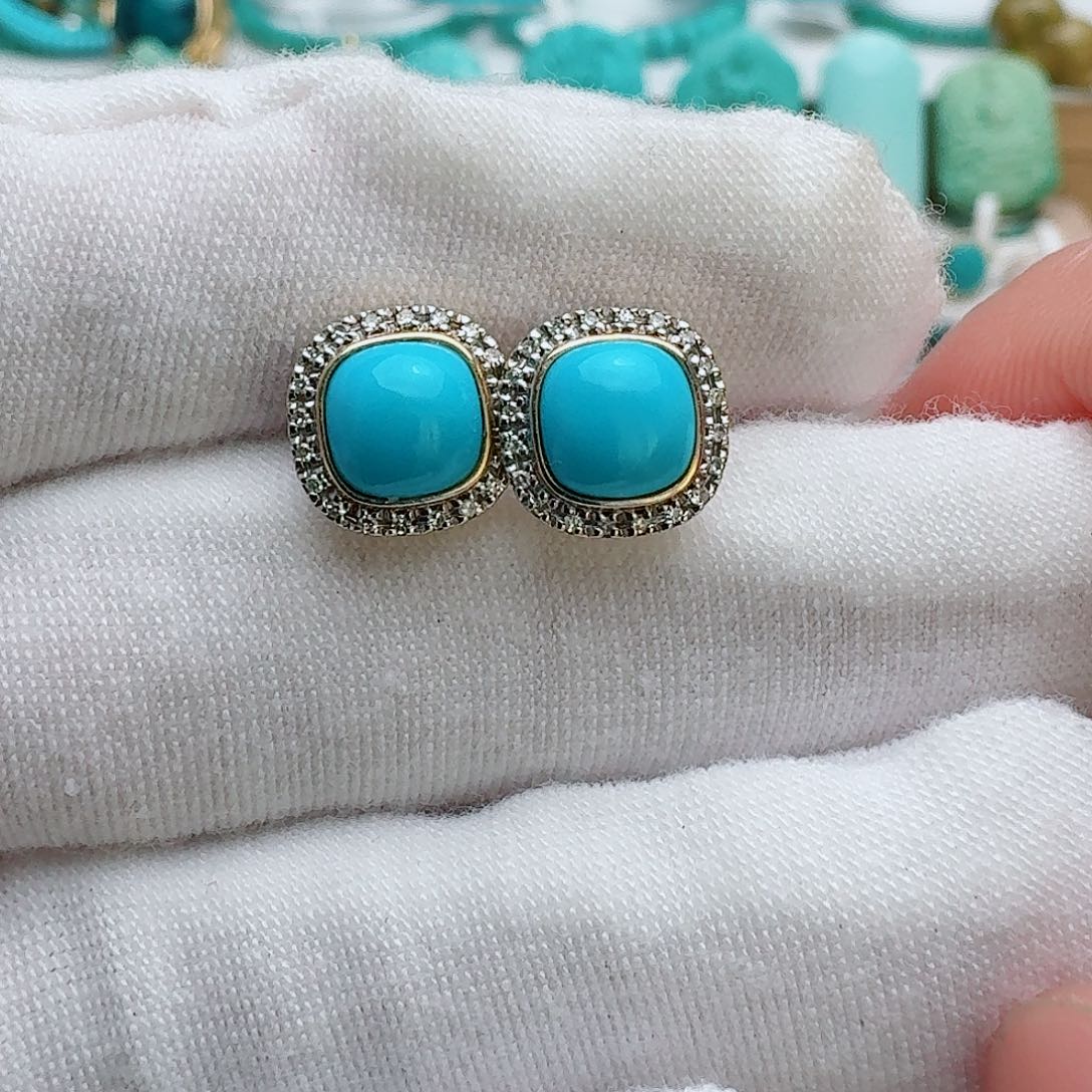 18K金镶嵌绿松石珠宝奇石