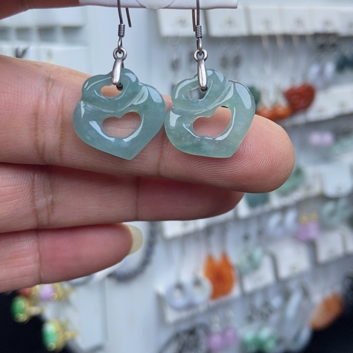 翡翠银S925镶嵌耳饰品质珠宝