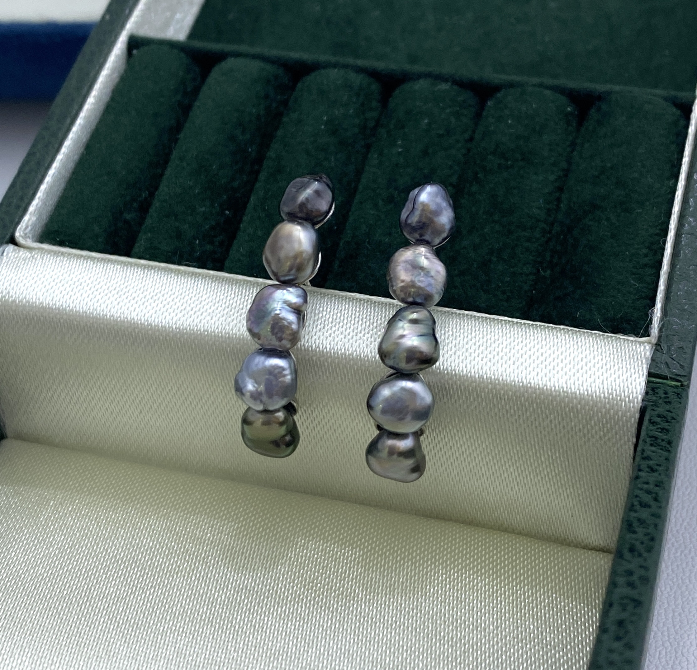 海水大溪地keshi多珠一字耳钉