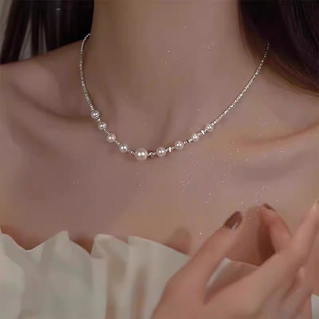 镀K金 法式满天星施家珠珠项链碎银轻奢高级项链xl103