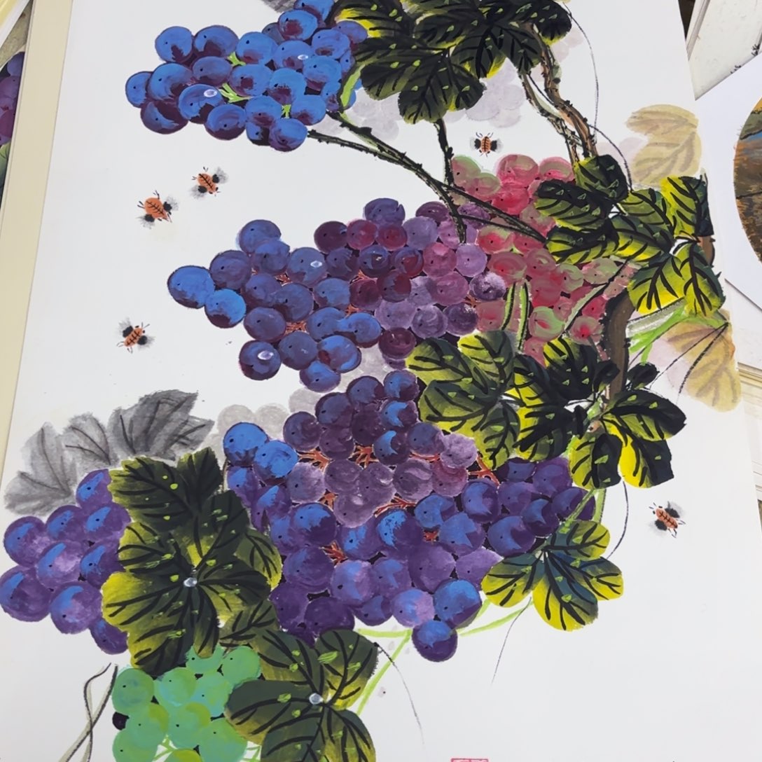 国画四尺三开卡纸作品艺