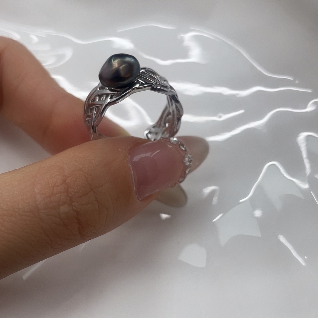 戒指银S925镶嵌海水珍珠