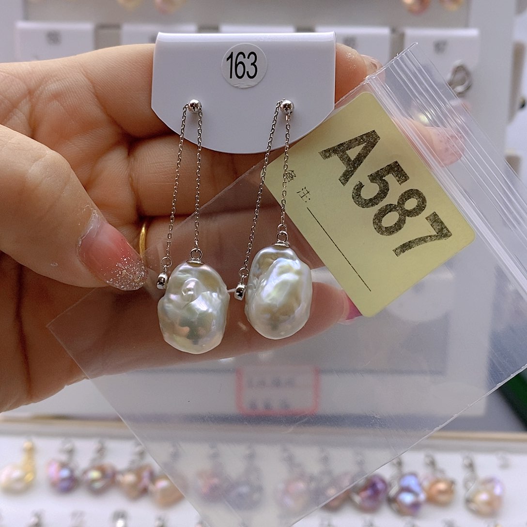 淡水珍珠耳饰银S925镶嵌海**眠