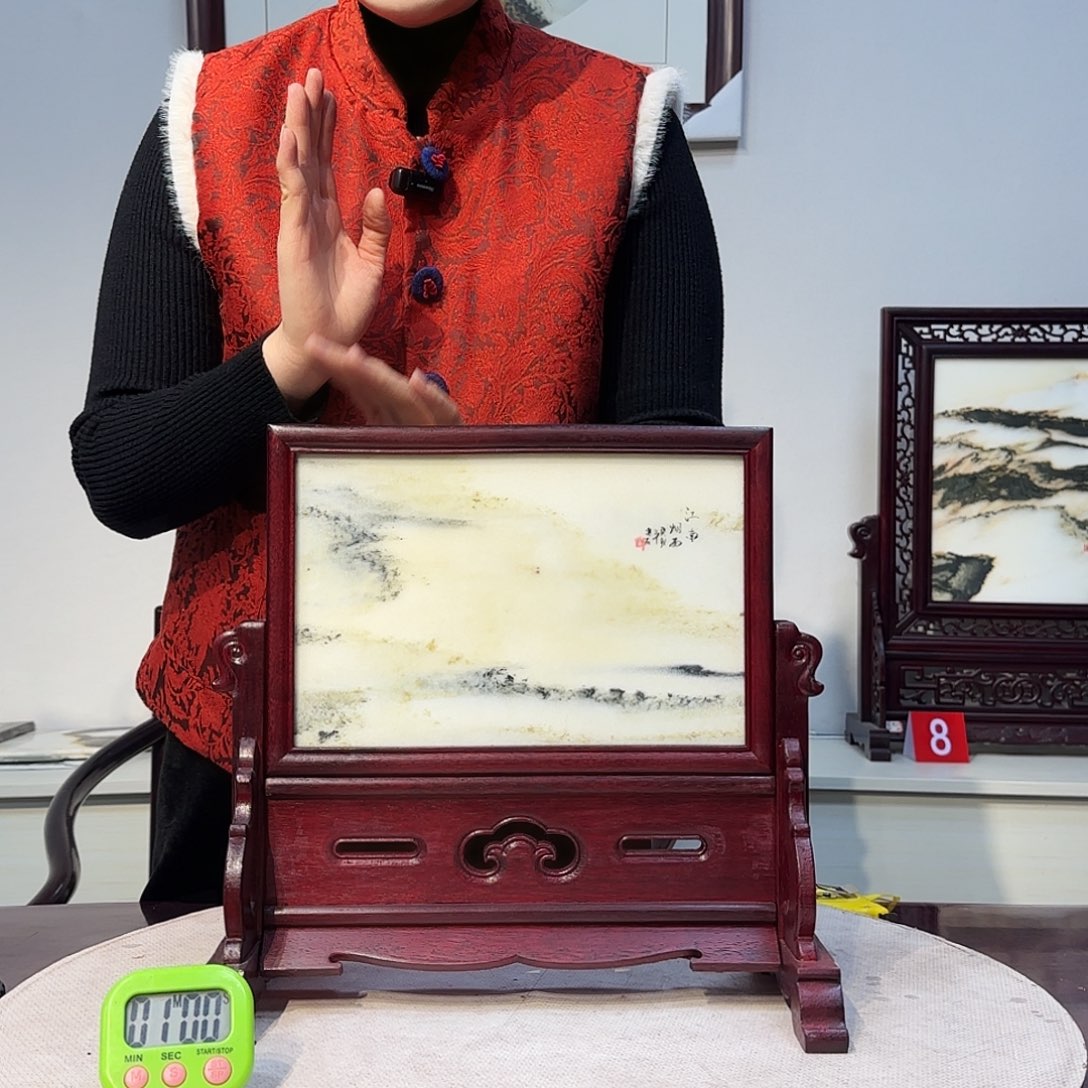 幸***满石材天然的大理石画屏风