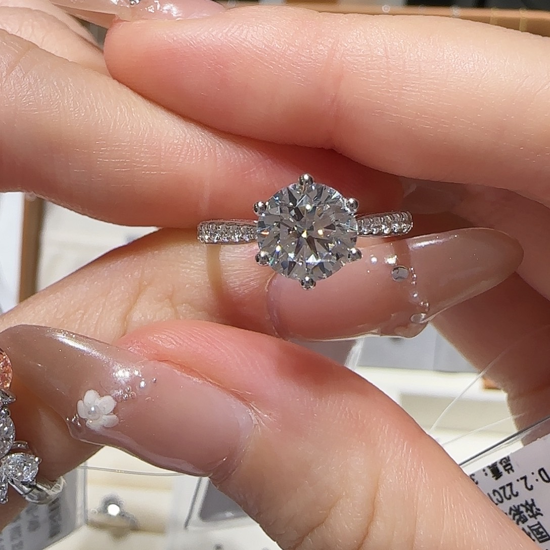 铂Pt950镶嵌实验室培育钻石1.5卡星光六爪 15