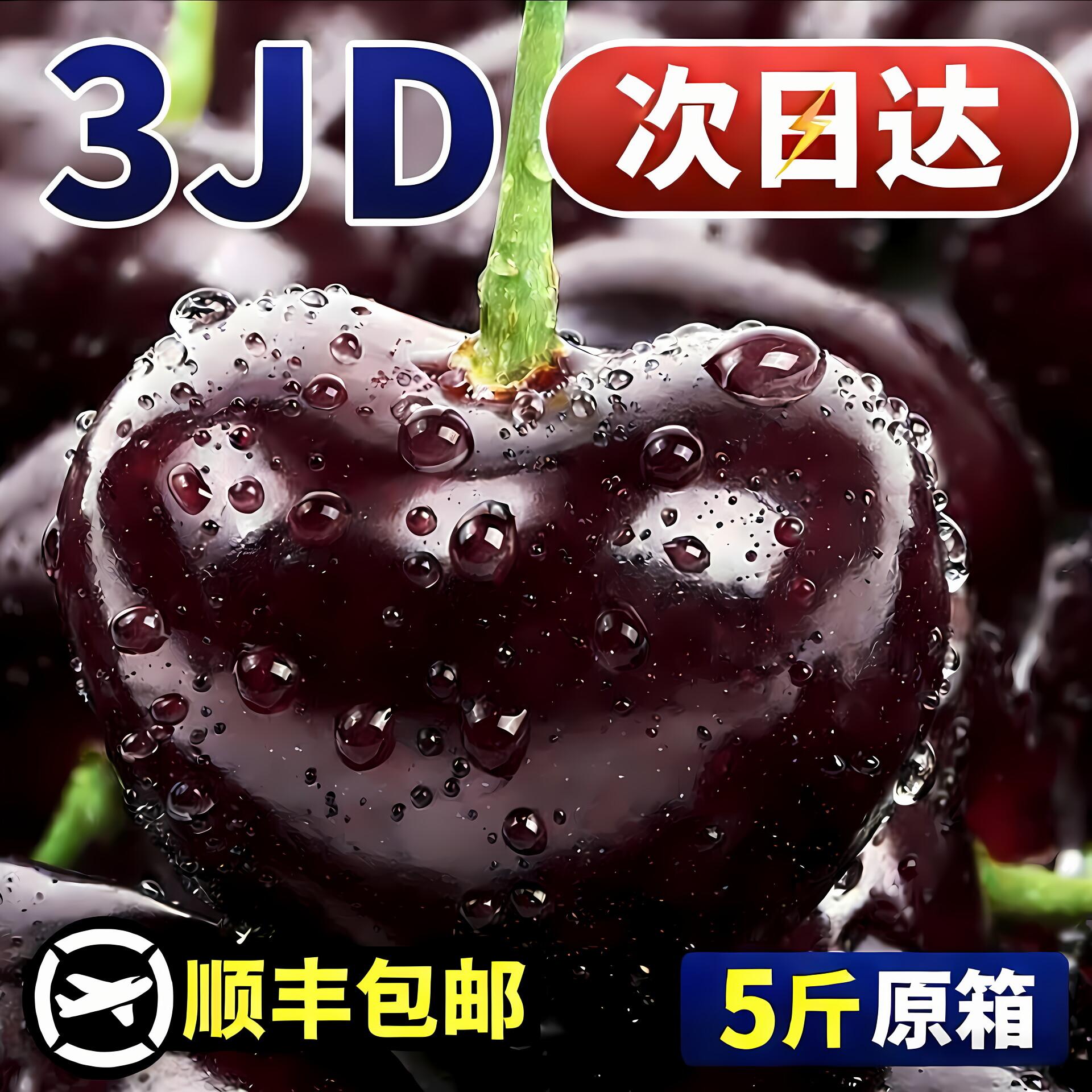 【顺丰明天送到】3JD净重5斤加大加黑智利空运桑提娜车厘子新鲜头茬果内附果径卡桑提娜樱桃智利共和国