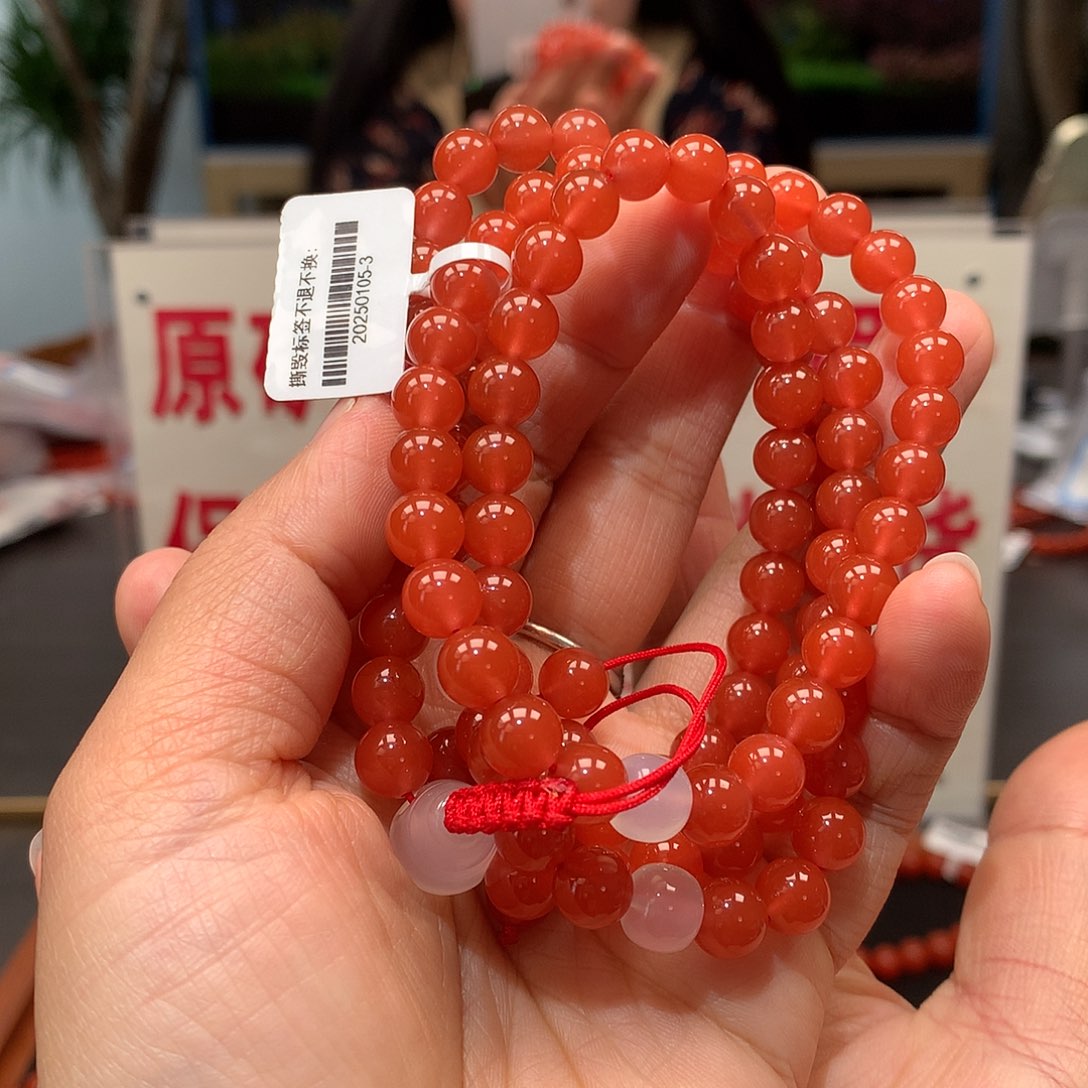 南红玛瑙6m m冰红108未镶嵌