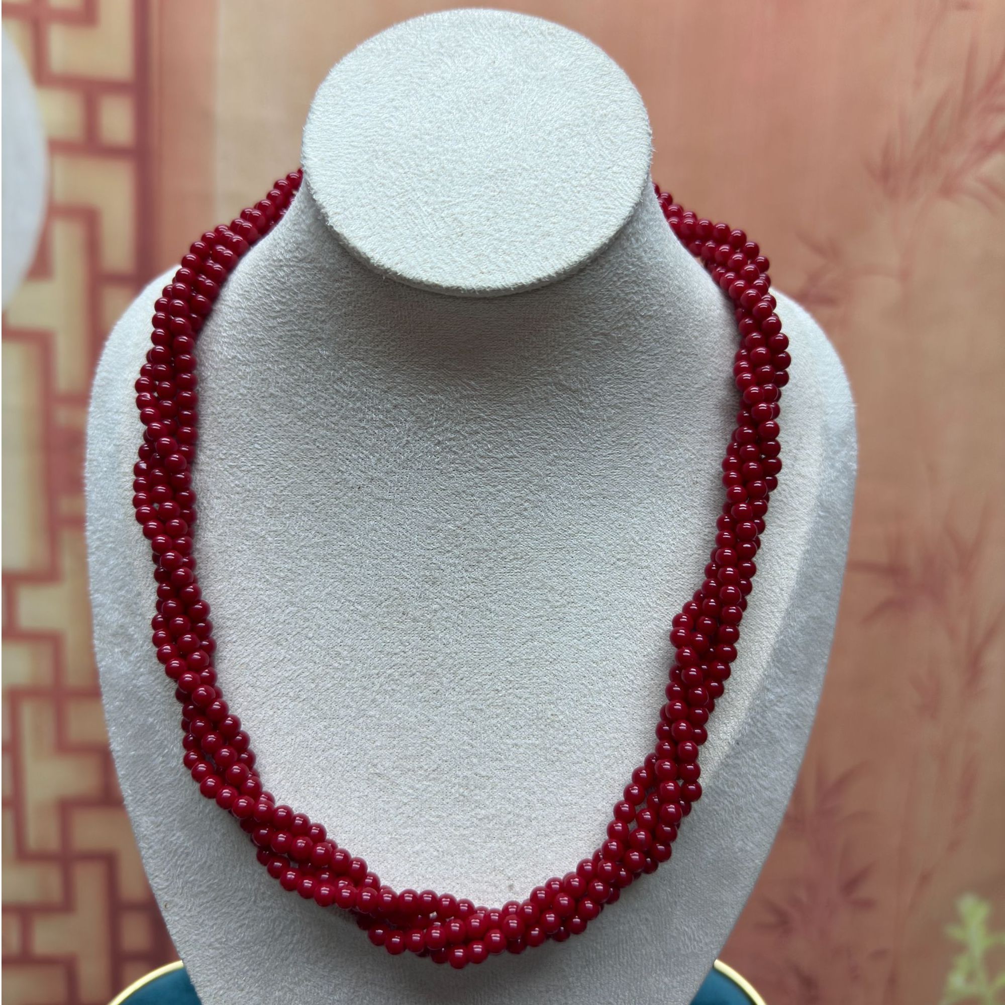 【沐言优选】牛血红姑娘4.6m麻花链项链A545