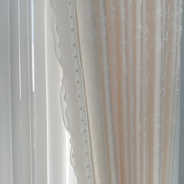 原版【镜面纱月枝影】加厚透光不透人纱帘高端浮雕卧室阳台防晒窗纱