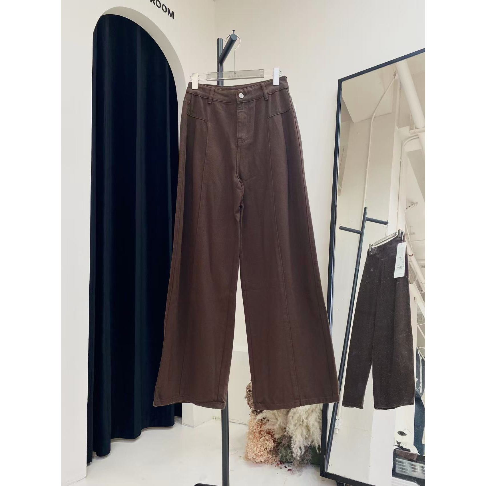 【M。C米尺】单扣前面无口袋单居中线阔腿长裤33266