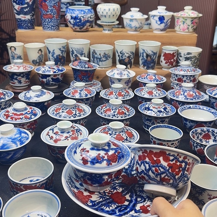 饕***上松竹梅三件套手绘原矿