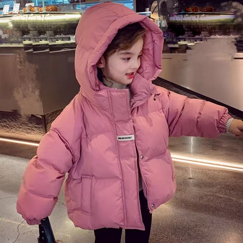 2025新款儿童棉服冬装厚款短款女纯色外套冬季韩版时尚