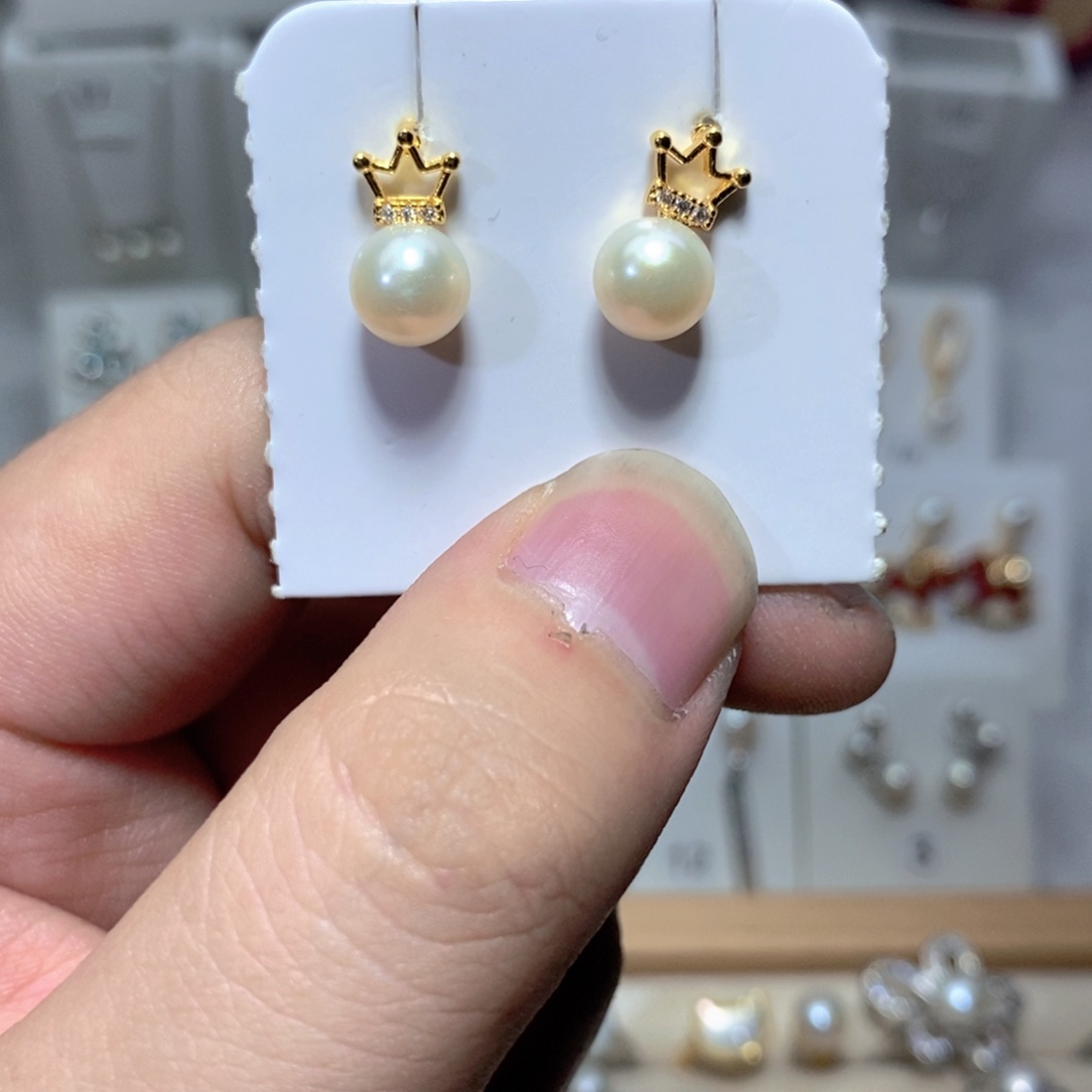 耳饰银S925镶嵌淡水珍珠