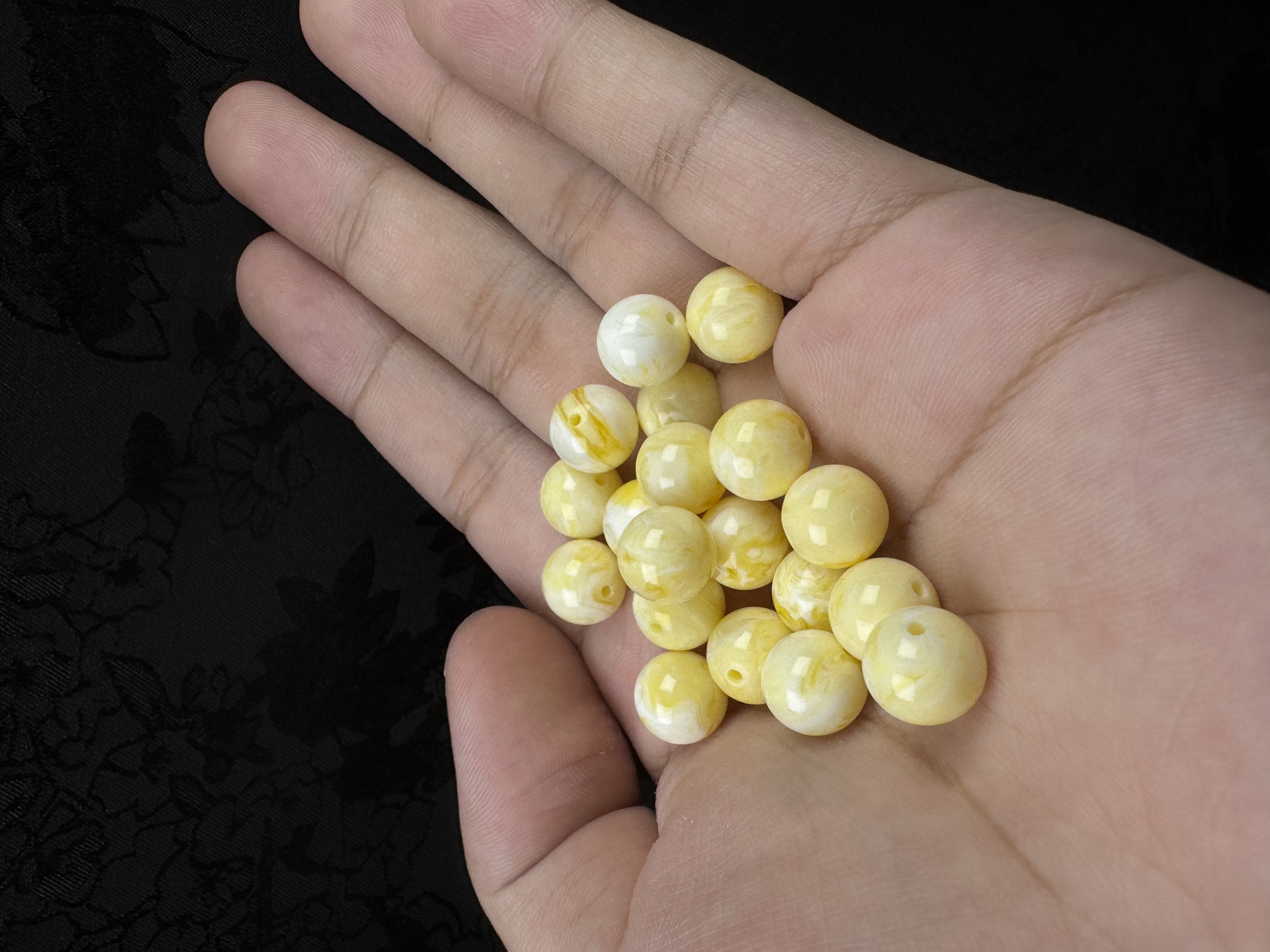 10MM天然散珠金瓷白一颗【手串拍19颗】A349