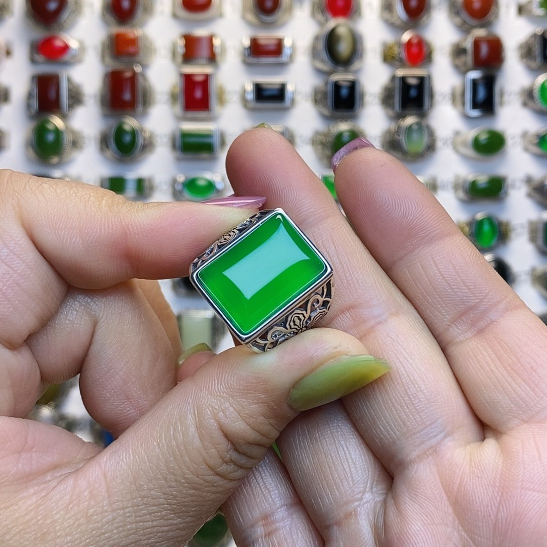 玛瑙/玉髓戒指银S925镶嵌H****8