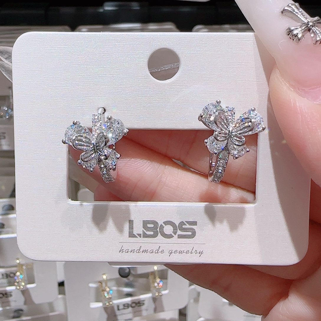 铜合金锆石925银耳环